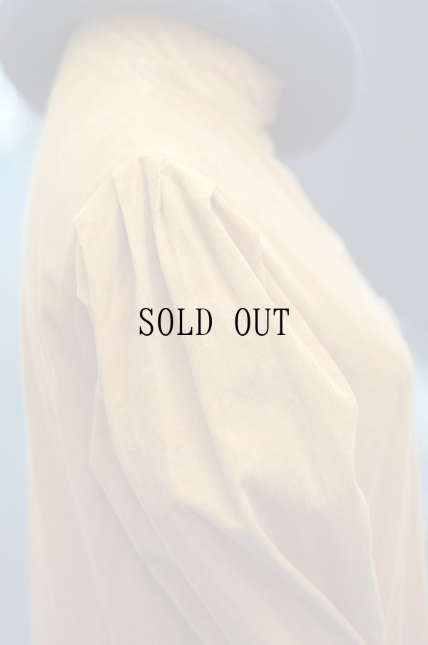 画像5: "Laura ashley-ローラアシュレイ-" アイルランド製 マスタード コーデュロイ 長袖 レトロワンピース スタンドカラー パフスリーブ[19414]