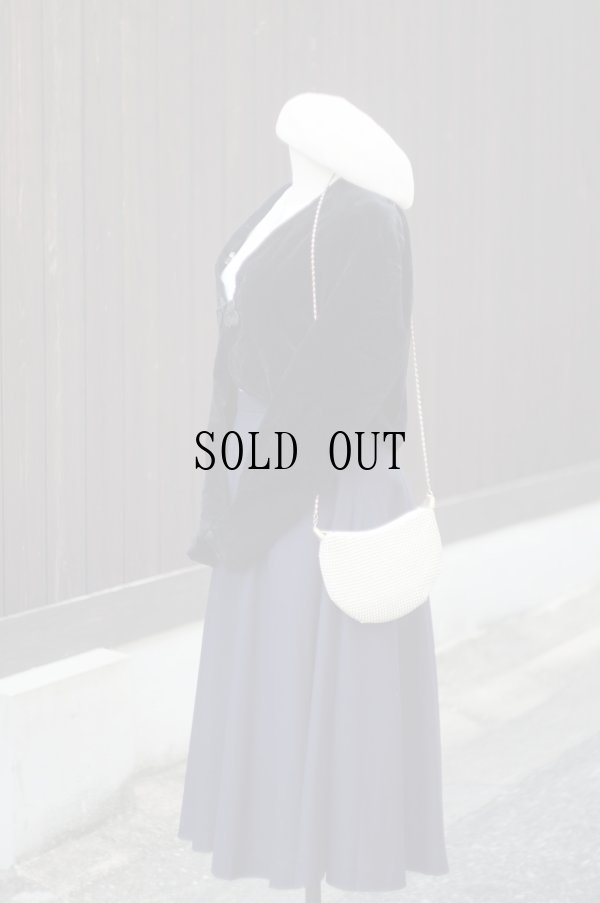 画像9: フランス製 黒 ベロア ショート丈 チャイナ ジャケット[19416]