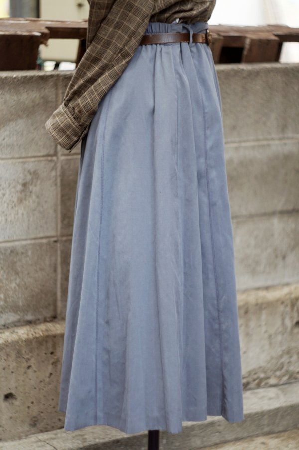 画像3: 無地 ブルー スカート フレア/w68cm[9108]