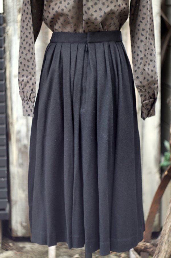 画像3: "akagawa ei" 黒 ウール スカート フレア w60-63cm[19431]