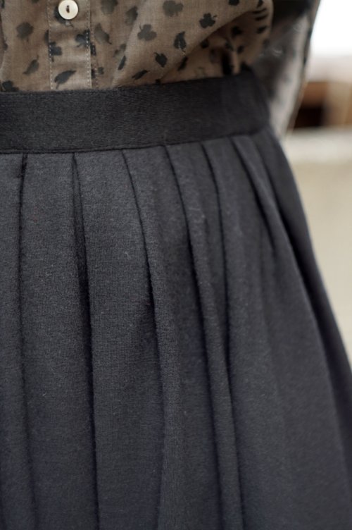 他の写真1: "akagawa ei" 黒 ウール スカート フレア w60-63cm[19431]