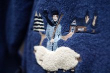 他の写真1: "M.A.T" ブルー 羊飼い刺繍 チロル ジャケット Vネック [19428]