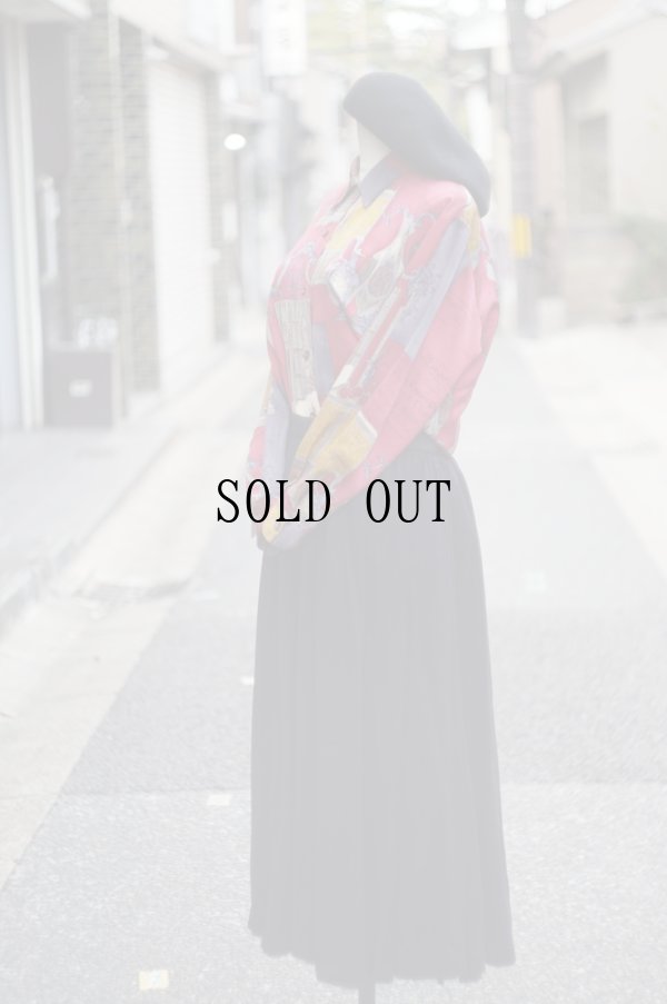 画像9: "Vinvert" 赤系 総柄 長袖 ブラウス オープンカラー[19437]