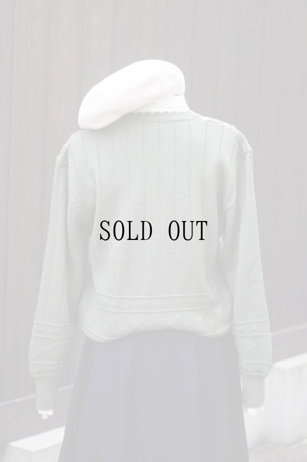 画像3: "CECCHINI" グリーン ノルディック ニット カーディガン クルーネック[19478]