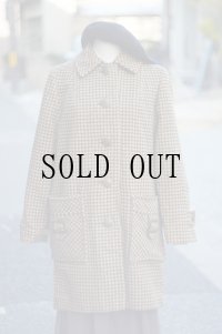 "M.LIMAN Penguin" ブラウン チェック柄 アメリカン ビンテージ ウール コート ポケット[19487]