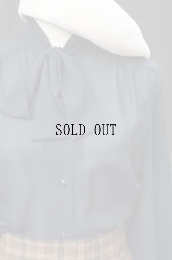 画像3: "ラコモデ" 黒 長袖 ブラウス ボウタイカラー[19492]