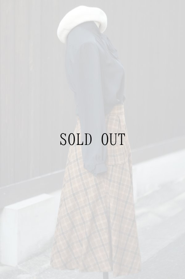 画像4: "ラコモデ" 黒 長袖 ブラウス ボウタイカラー[19492]