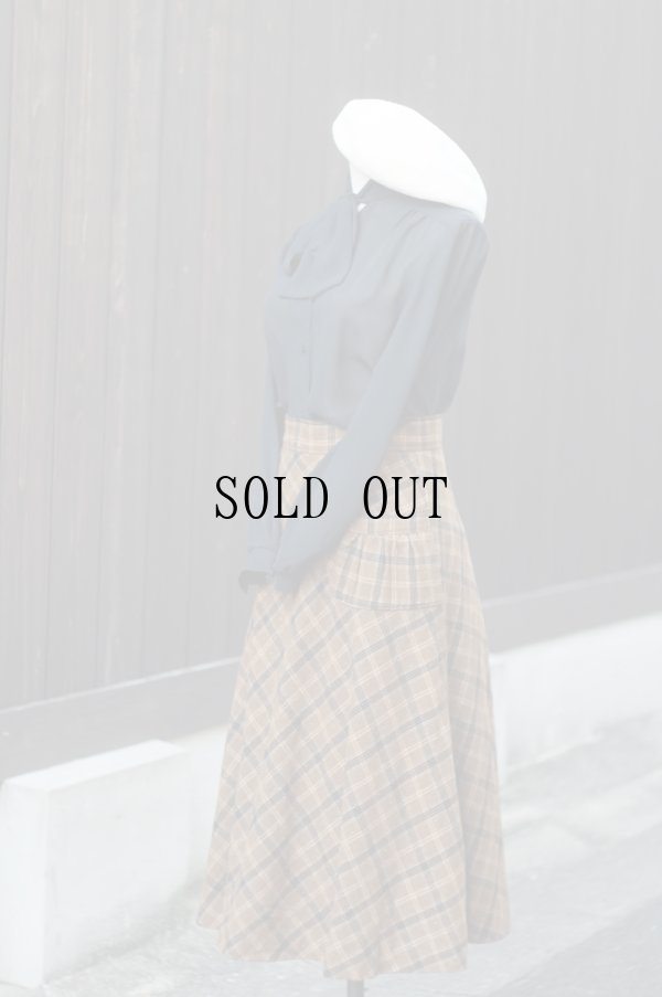 画像6: "ラコモデ" 黒 長袖 ブラウス ボウタイカラー[19492]