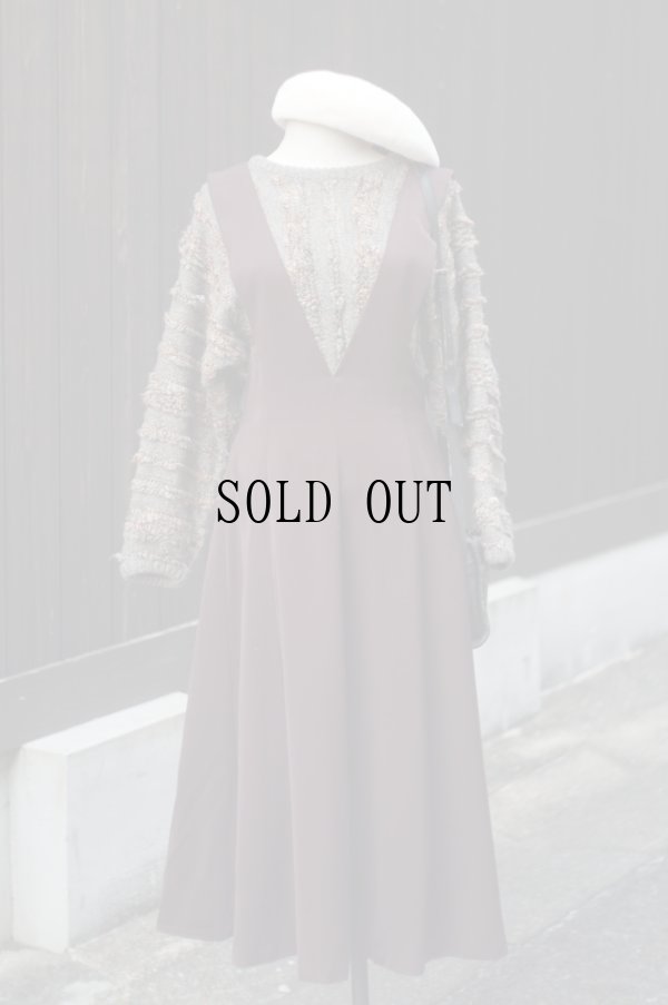 画像6: 無地 ブラウン ジャンパースカート Vネック[19500]