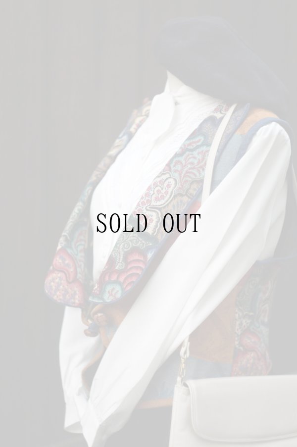 画像17: US リバーシブル コットン ゴブラン デニム 別素材 ベスト ヒツジ ウサギ 花柄 [19505]