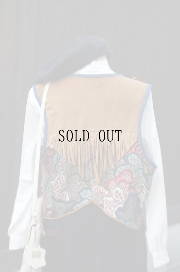 画像10: US リバーシブル コットン ゴブラン デニム 別素材 ベスト ヒツジ ウサギ 花柄 [19505]