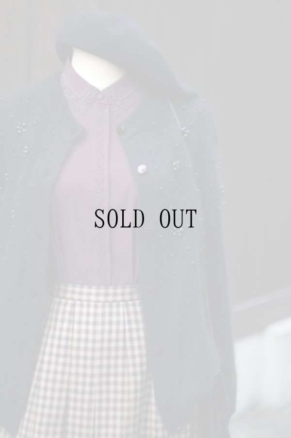 画像8: "grace Jesty" 黒 ウール アンゴラ ニット カーディガン クルーネック ビジュー[19503]