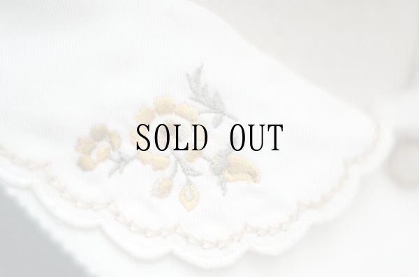 画像4: 白 長袖 ブラウス スカラップカラー お花刺繍[19507]