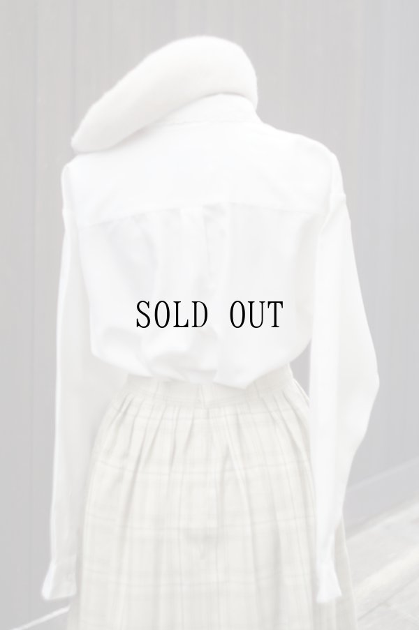 画像3: 白 長袖 ブラウス スカラップカラー お花刺繍[19507]