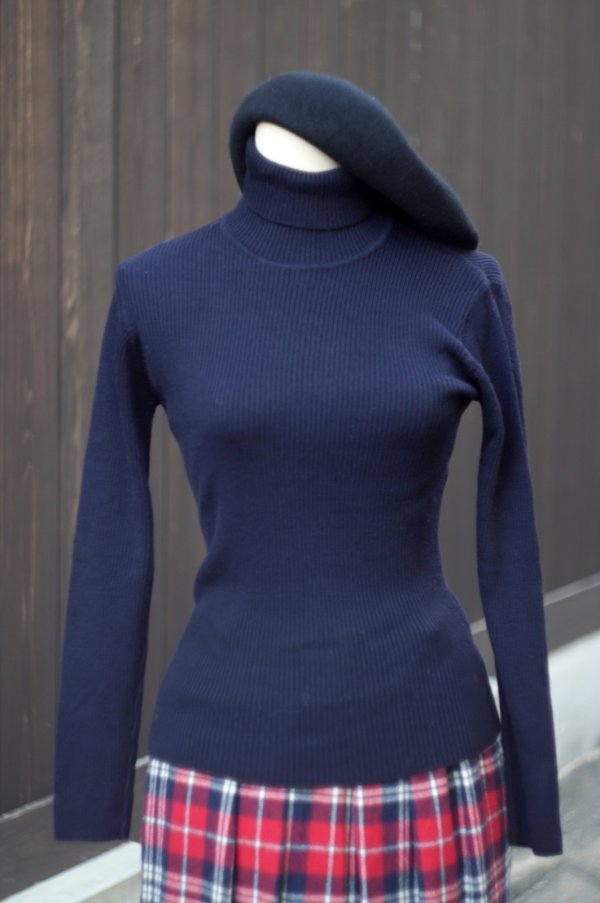 画像10: ネイビー  ニット セーター タートルネック[25241]