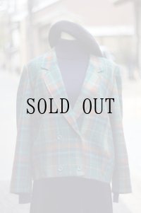 "Vinvert" グリーン系 チェック柄 ウール テーラード ジャケット[19568]