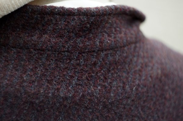 画像7: "Jocardi" US エンジ系 バイアス柄 ウール コート ショールカラー[19566]