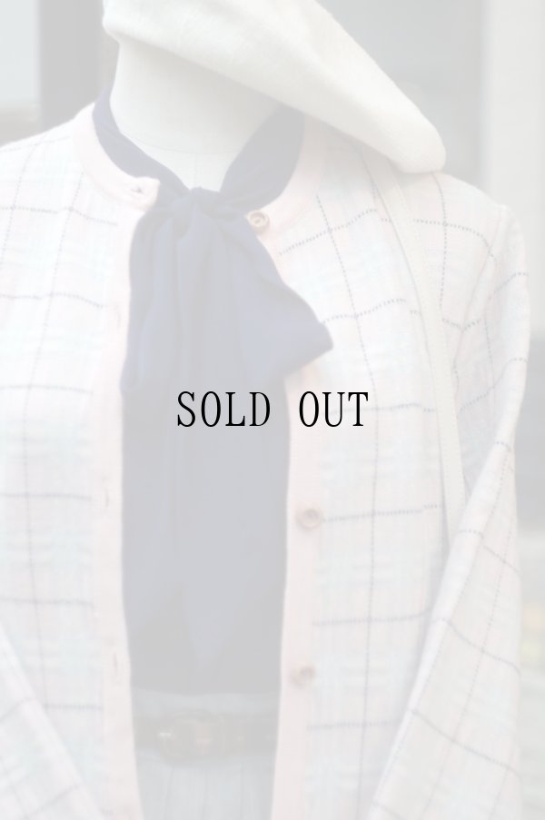 画像11: "Burberrys" ペールピンク チェック柄 ニット カーディガン ノーカラー[19567]