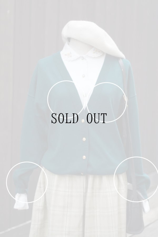 画像16: "Smith & Teleford " スコットランド製 グリーン ウール ニット カーディガン Vネック[19508]