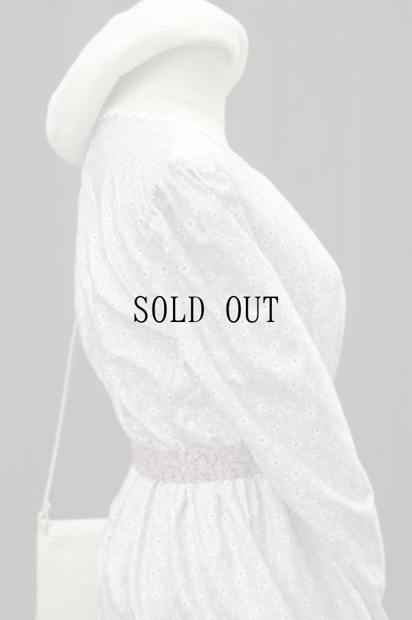 画像7: US 小花柄 長袖 ワンピース ノーカラー ロング丈[19580]