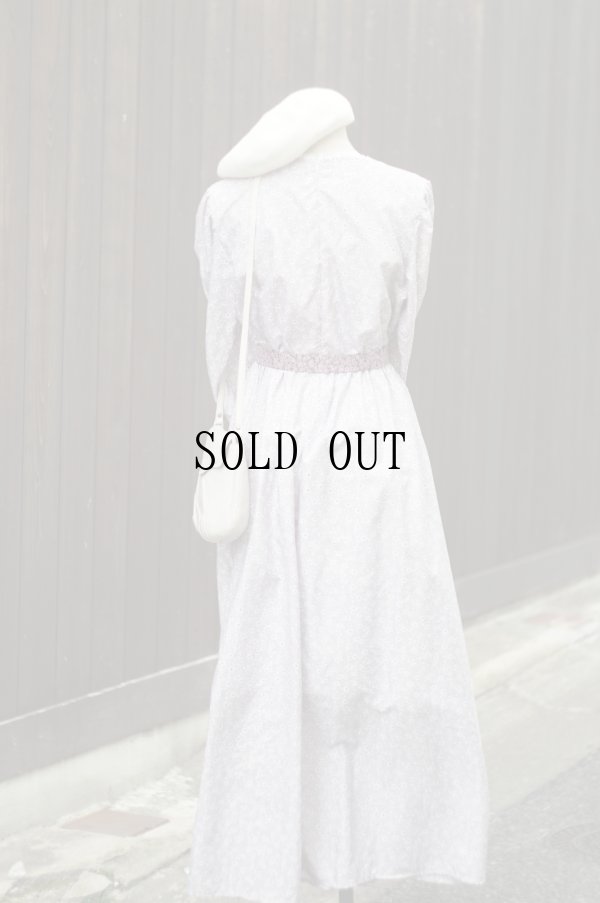 画像3: US 小花柄 長袖 ワンピース ノーカラー ロング丈[19580]