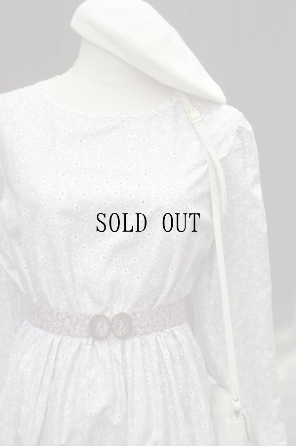 画像4: US 小花柄 長袖 ワンピース ノーカラー ロング丈[19580]