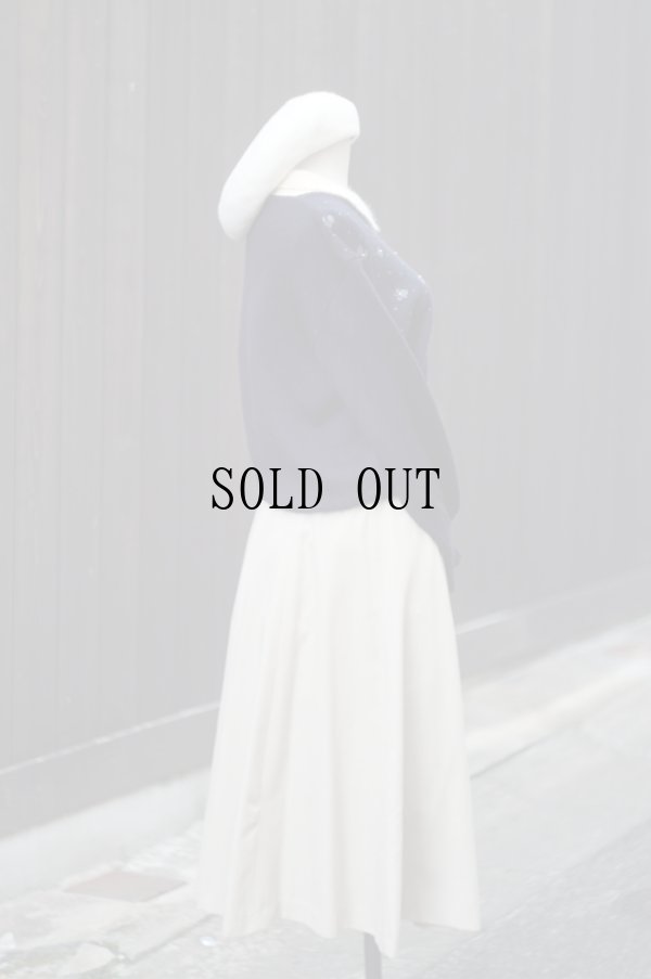 画像11: "ELEMI"ネイビー 襟付き アンゴラ ニット セーター[19581]