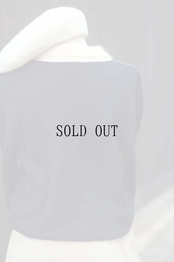 画像3: "ELEMI"ネイビー 襟付き アンゴラ ニット セーター[19581]