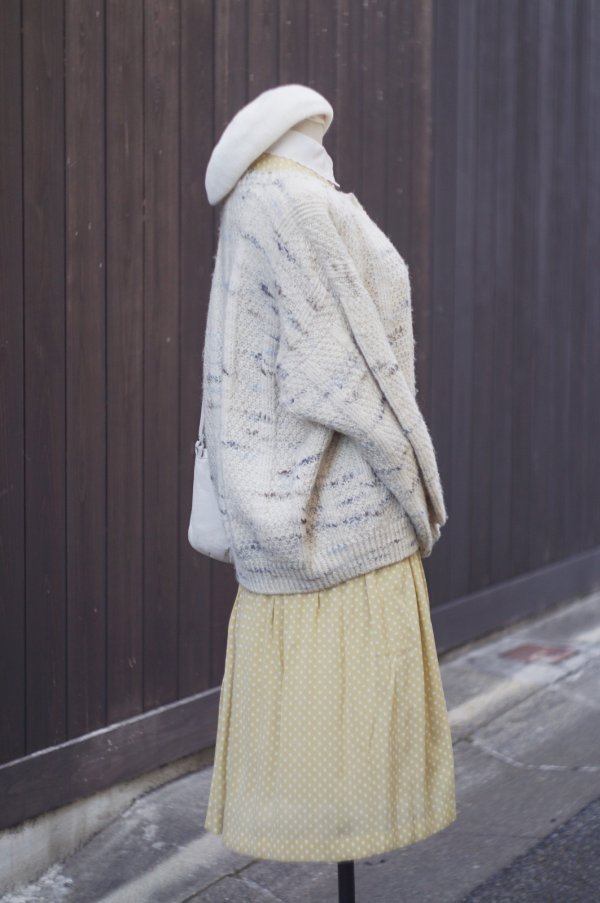 画像6: 白 グレー ミックス ニット カーディガン ノーカラー[19583]