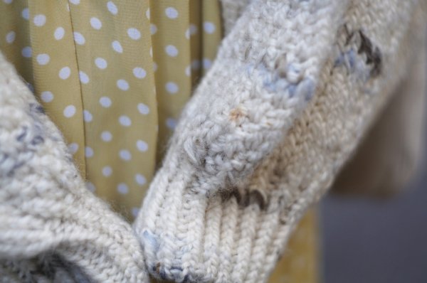 画像7: 白 グレー ミックス ニット カーディガン ノーカラー[19583]