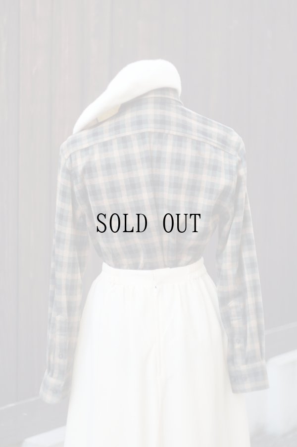 画像3: "Lacoste" グリーン チェック柄 長袖 ブラウス ボタンダウン コットン 起毛生地[19590]