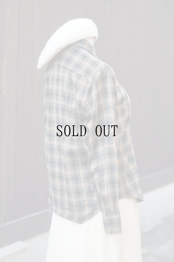 画像9: "Lacoste" グリーン チェック柄 長袖 ブラウス ボタンダウン コットン 起毛生地[19590]