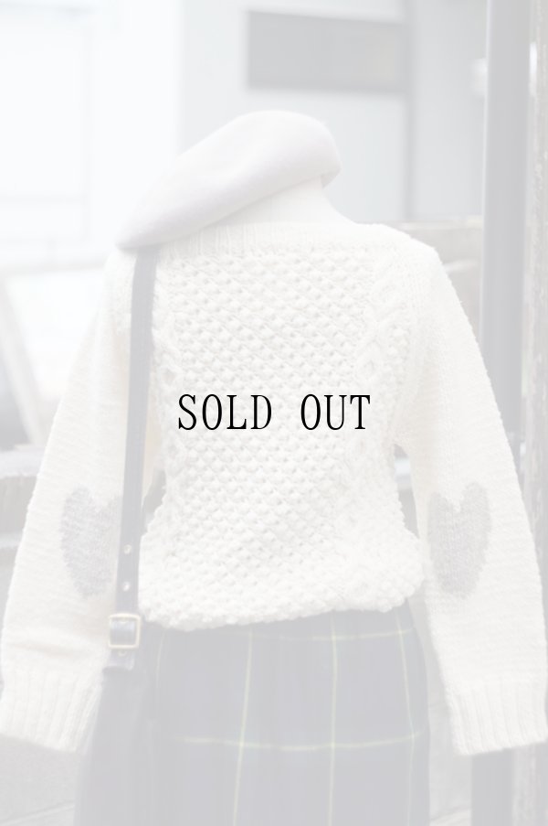 画像3: "Peru knit" ペルー製 白 ハンドニット セーター ハート[19595]