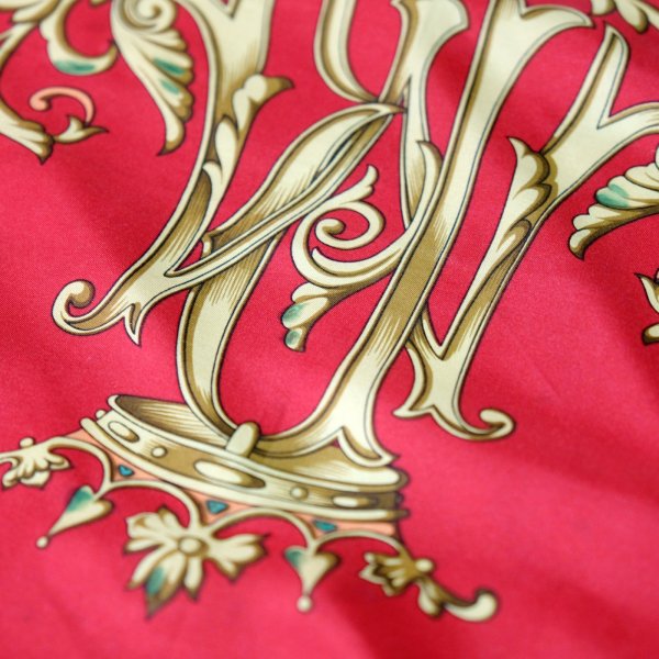 画像4: 装飾 絵模様 赤系 シルク スカーフ 90cm×90cm[19645]