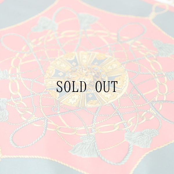 画像5: 装飾絵模様 グリーン系 スカーフ 85cm×85cm[19647]