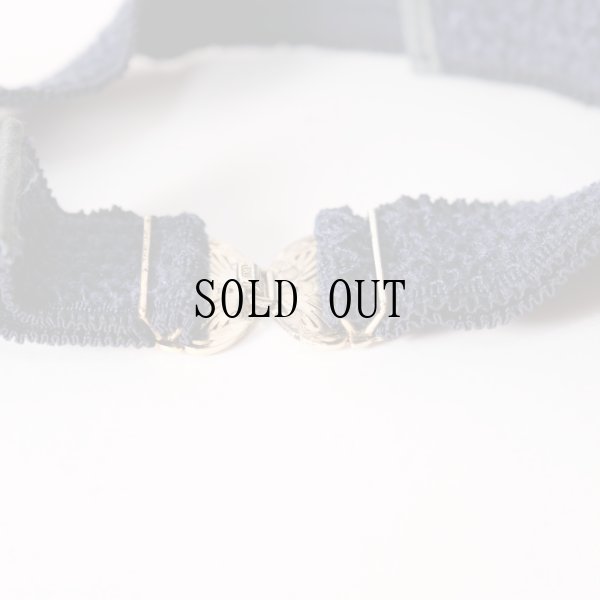 画像5: ネイビー  ゴールド 金具 ゴム フリル アンティークベルト[19623]