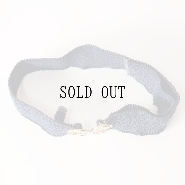 画像6: ネイビー  ゴールド 金具 ゴム フリル アンティークベルト[19623]