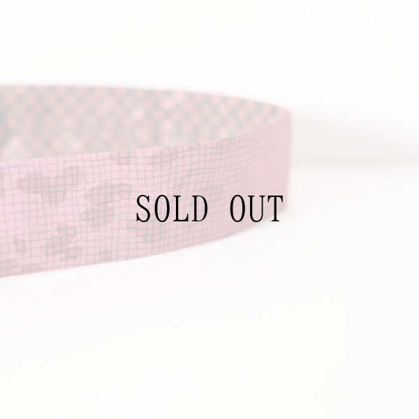 画像3: レトロ格子柄 赤系 お花モチーフ アンティークベルト[19632]