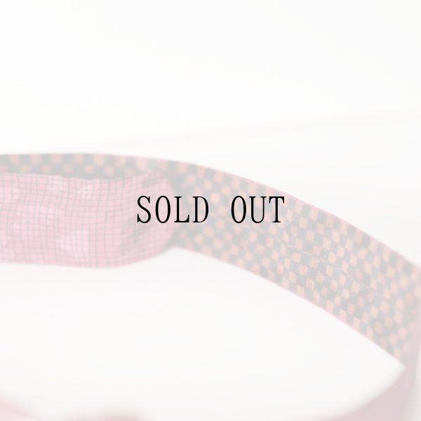 画像4: レトロ格子柄 赤系 お花モチーフ アンティークベルト[19632]