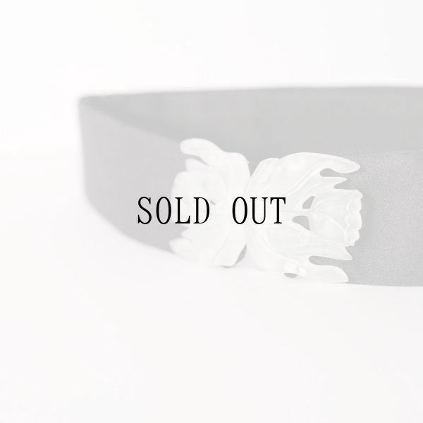 画像3: 黒 お花モチーフ フロスト アンティークベルト[19616]