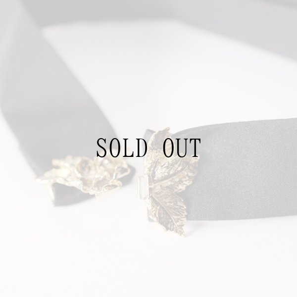 画像6: 黒 ゴールド お花モチーフ アンティークベルト[19612]