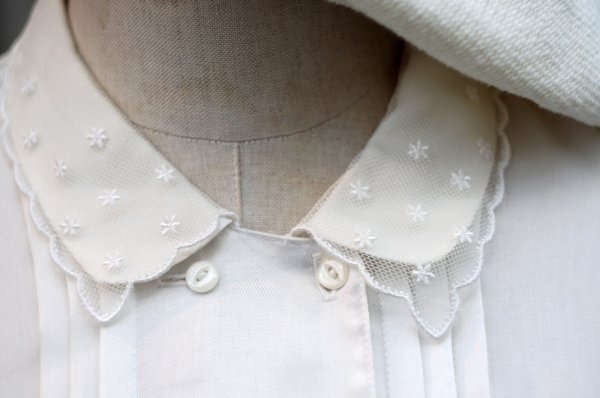 画像4: "Cignet" 白 長袖 ブラウス スカラップレースカラー[19651]