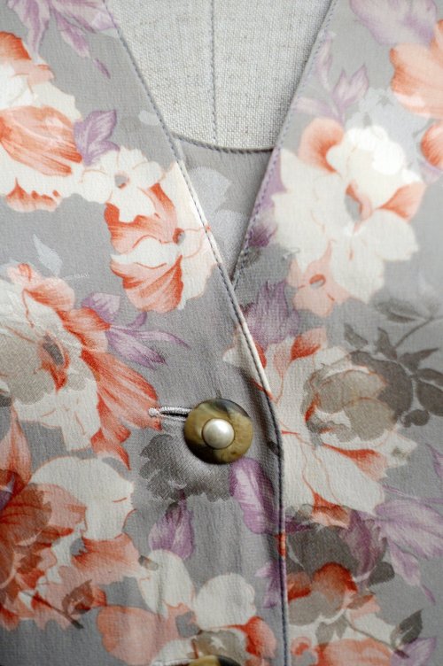 他の写真1: "Tippy" イタリア製 花柄 シルク 半袖 ワンピース Vネック[19659]