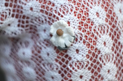 他の写真1: 白 お花モチーフ 長袖 サマーニット カーディガン[19663]