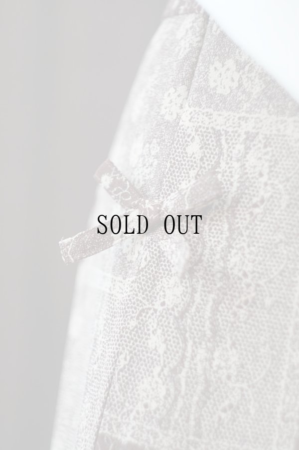 画像5: ブラウン系 花柄 スカート フレア サイドリボン w68cm[19664]