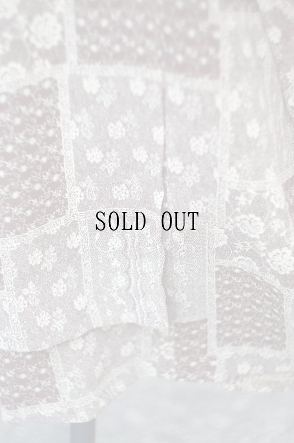 画像6: ブラウン系 花柄 スカート フレア サイドリボン w68cm[19664]