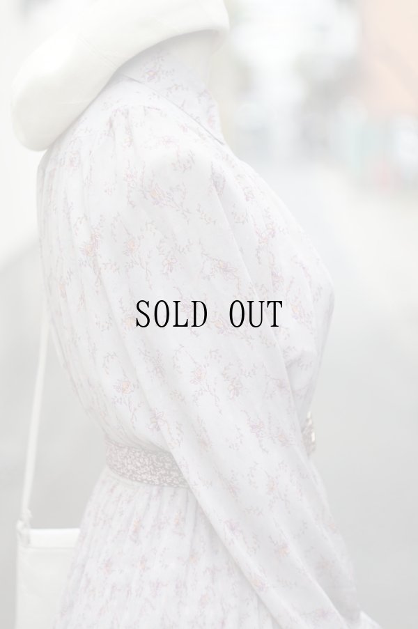 画像5: 小花柄 長袖 レトロワンピース レギュラーカラー[19675]