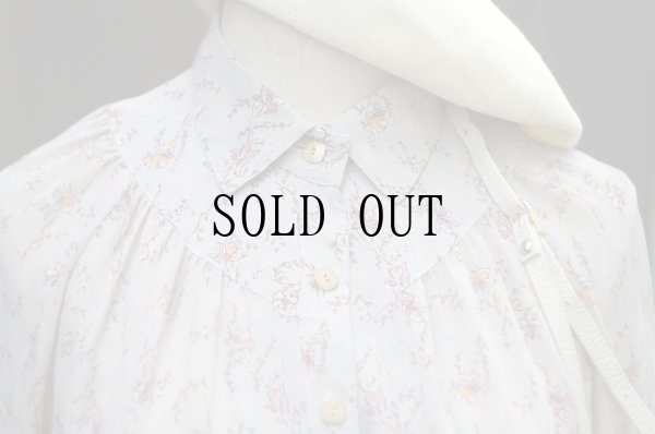 画像9: 小花柄 長袖 レトロワンピース レギュラーカラー[19675]