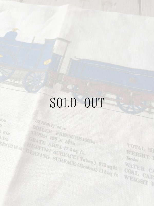 画像2: "A hugh evelyn design"アイルランド製 vintage リネン アルスター鉄道 カレドニアン鉄道 機関車 ファブリック 50×77cm [19681]
