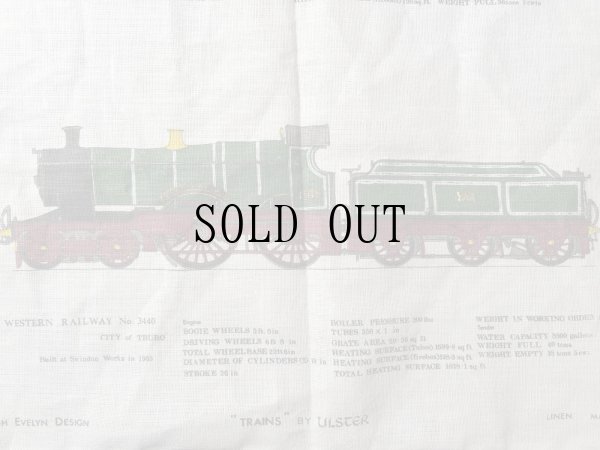 画像6: "A hugh evelyn design"アイルランド製 vintage リネン アルスター鉄道 カレドニアン鉄道 機関車 ファブリック 50×77cm [19681]